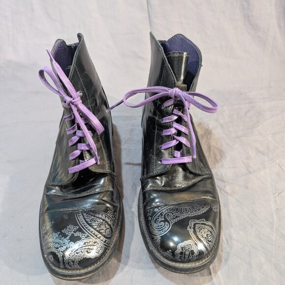 Robert Graham Mens Leeds Chukka Boots Black Purple Silver